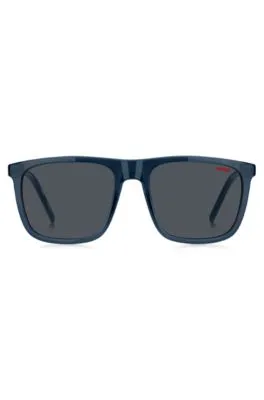 Gafas de sol de acetato azul con patillas estampadas