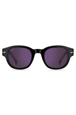 Gafas de sol de acetato negro con lentes violeta