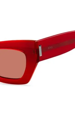 Gafas de sol de acetato rojo con herrajes de la marca