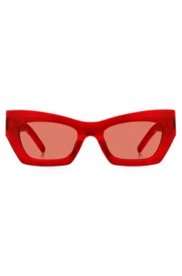 Gafas de sol de acetato rojo con herrajes de la marca