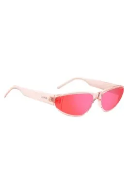 Gafas de sol de acetato rosa con lentes en el mismo tono