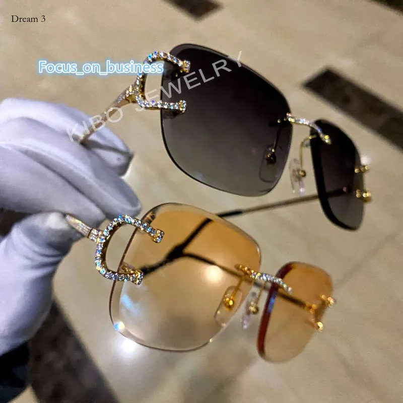 Gafas de sol de hombres Hip Hop Diamantes Moissanite Grazados