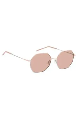 Gafas de sol de patillas tubulares con degradados en rosa y plateado