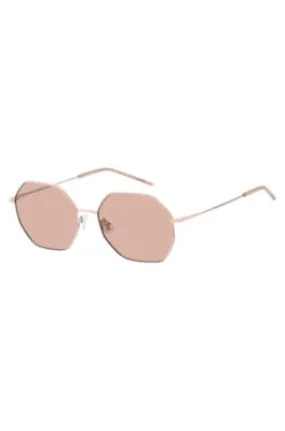 Gafas de sol de patillas tubulares con degradados en rosa y plateado