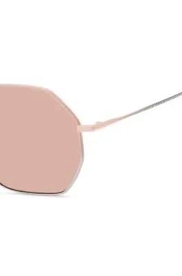 Gafas de sol de patillas tubulares con degradados en rosa y plateado