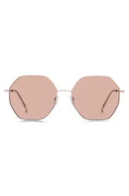 Gafas de sol de patillas tubulares con degradados en rosa y plateado