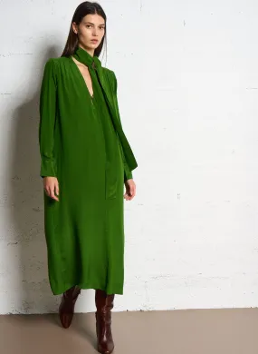 GRANT - Vestido de manga larga de seda en verde