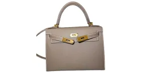 Hermès Kelly 28 epsom scellier Beige Gris Marrón claro 