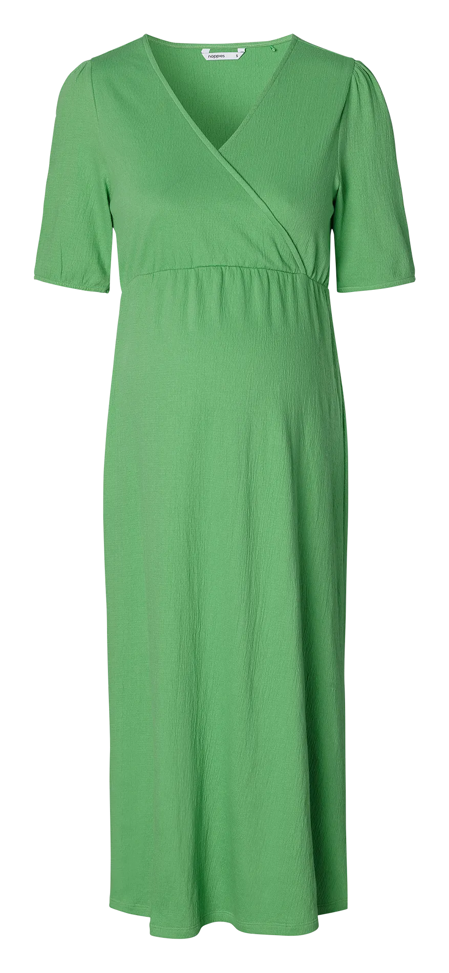 JAELYNN - Vestido midi de algodón orgánico con cuello de pico premamá en verde