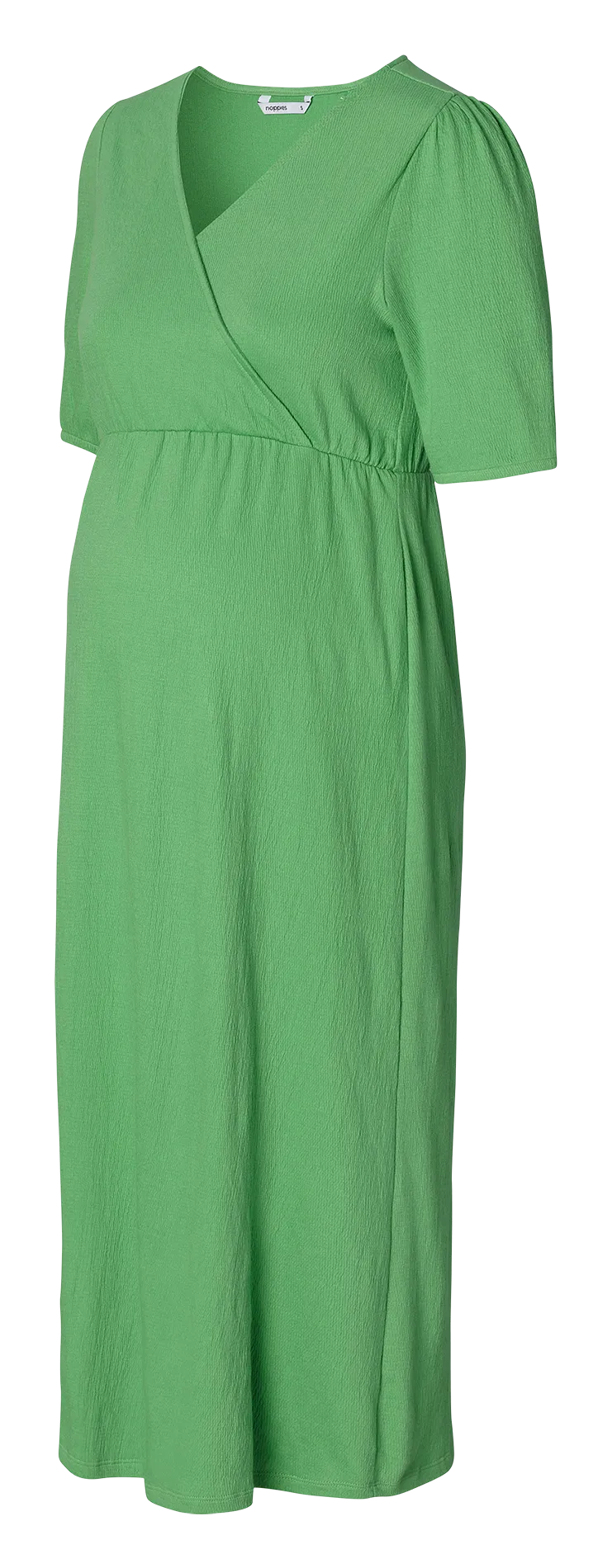 JAELYNN - Vestido midi de algodón orgánico con cuello de pico premamá en verde