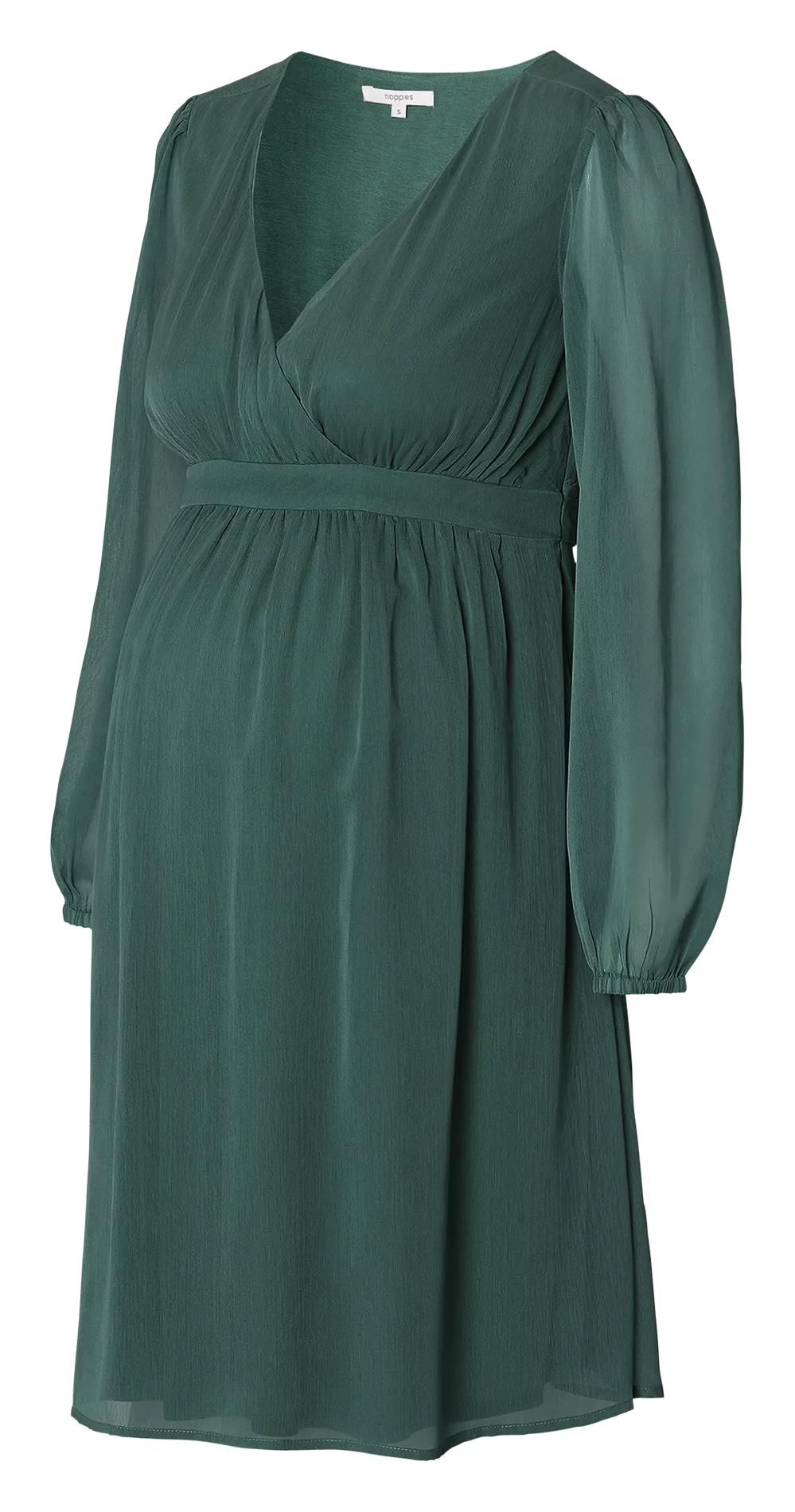 JAYA - Vestido corto de crepé con cuello cruzado en verde