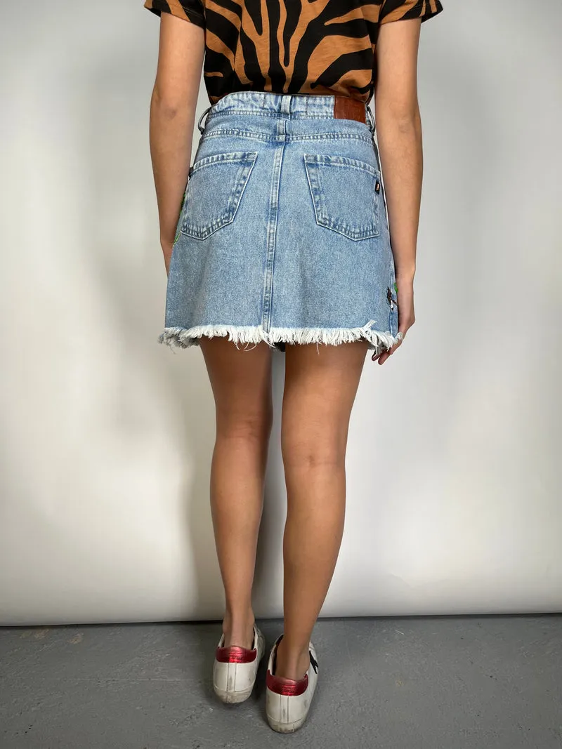 JAZMIN CHEBAR Falda Denim con  Aplicaciones