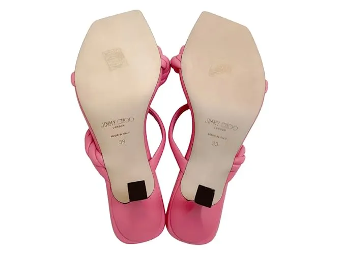 Jimmy Choo Diosa de cuero rosa caramelo 90 Sandalias Zsa 