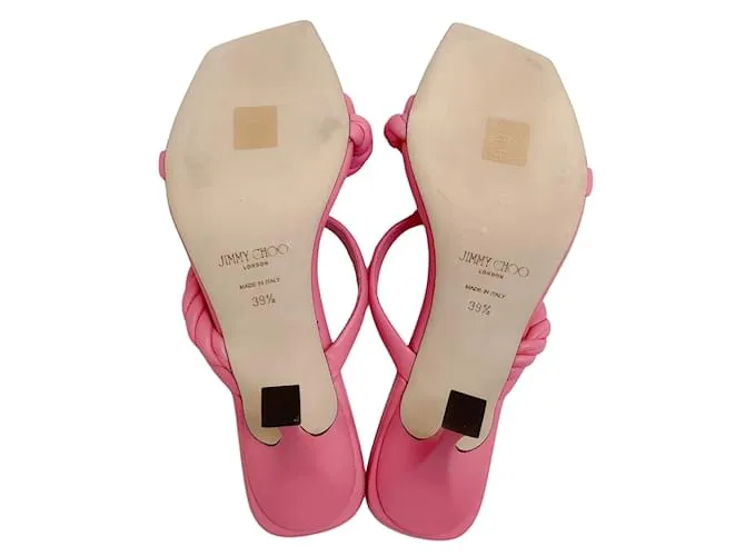 Jimmy Choo Diosa de cuero rosa caramelo 90 Sandalias Zsa 