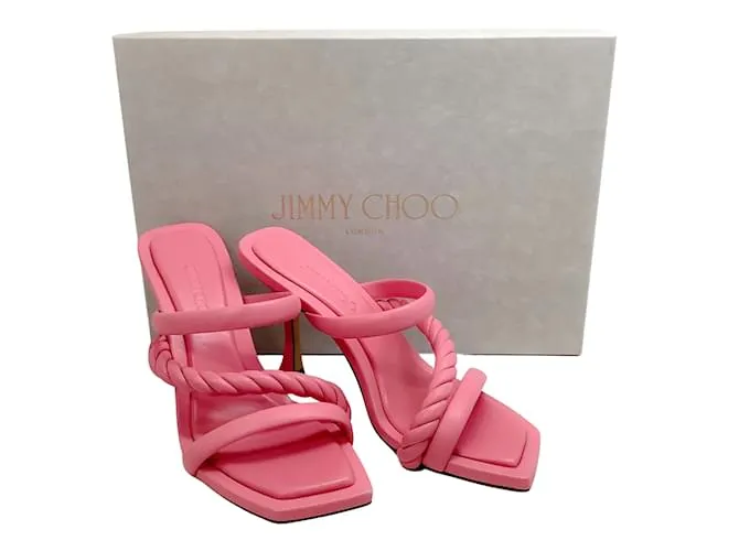 Jimmy Choo Diosa de cuero rosa caramelo 90 Sandalias Zsa 