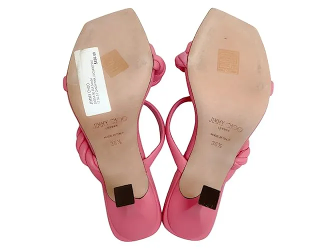 Jimmy Choo Diosa de cuero rosa caramelo 90 Sandalias Zsa 