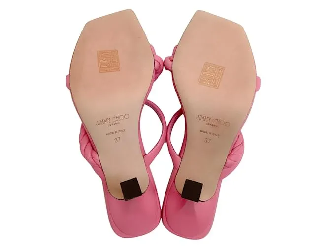 Jimmy Choo Diosa de cuero rosa caramelo 90 Sandalias Zsa 