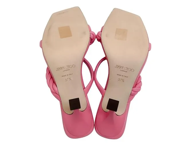 Jimmy Choo Diosa de cuero rosa caramelo 90 Sandalias Zsa 