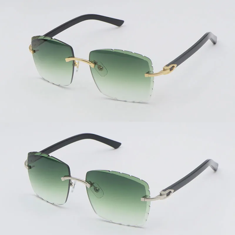 Lentes de lujo con corte de diamante, tablones sin montura, gafas de sol de metal para hombres, oro de 18 quilates, monturas de 