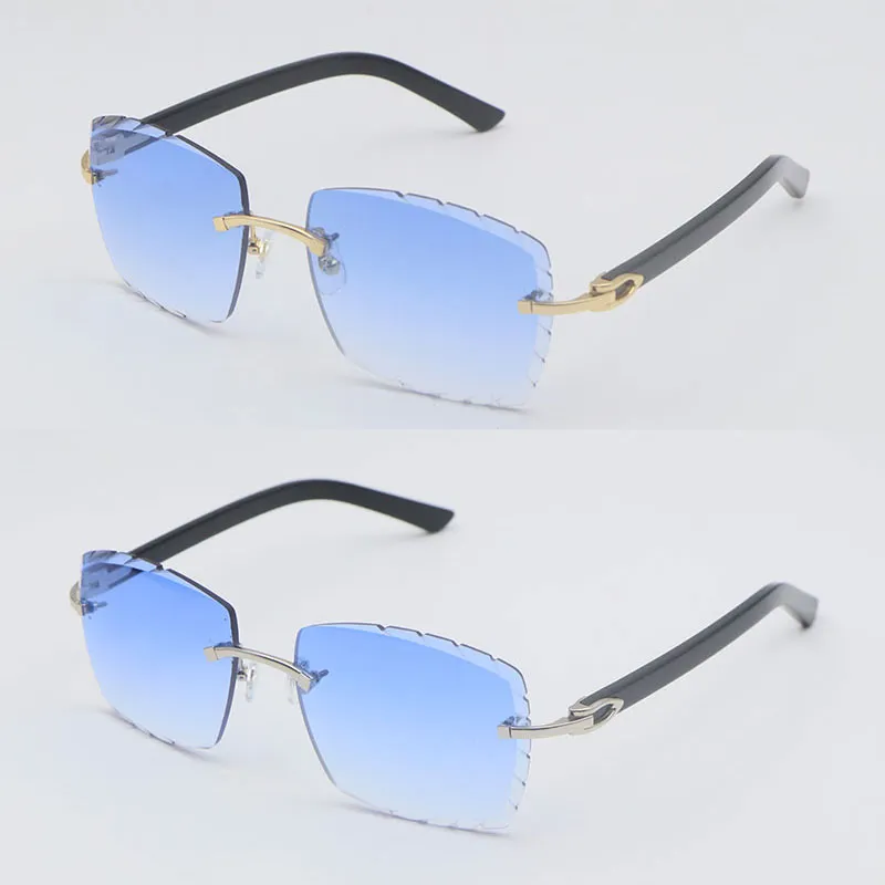 Lentes de lujo con corte de diamante, tablones sin montura, gafas de sol de metal para hombres, oro de 18 quilates, monturas de 