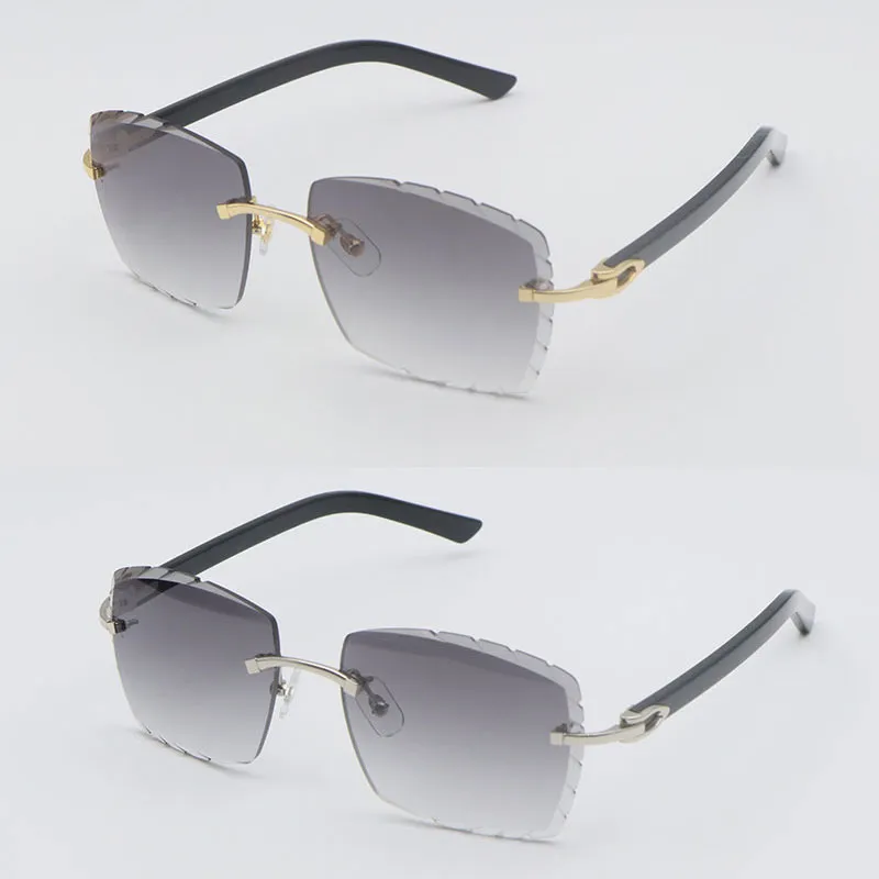 Lentes de lujo con corte de diamante, tablones sin montura, gafas de sol de metal para hombres, oro de 18 quilates, monturas de 