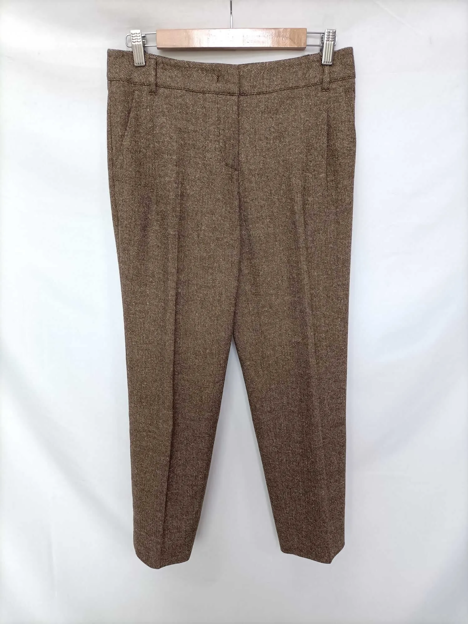 MAX MARA.Pantalones espiga marrones T.38