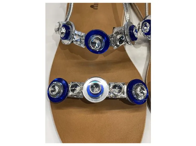 Miu Miu Sandalias Plata Azul Metálico 