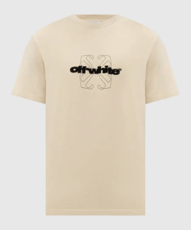 Off-White Beige t-shirt with logo