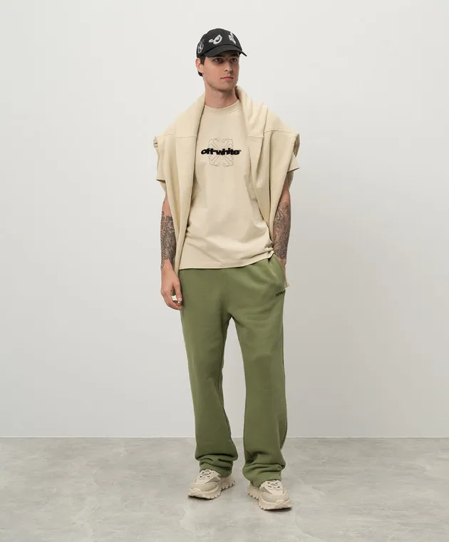 Off-White Beige t-shirt with logo