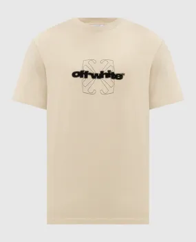 Off-White Beige t-shirt with logo