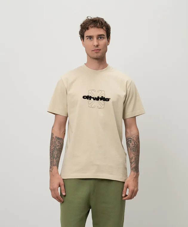 Off-White Beige t-shirt with logo