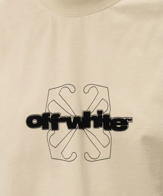 Off-White Beige t-shirt with logo