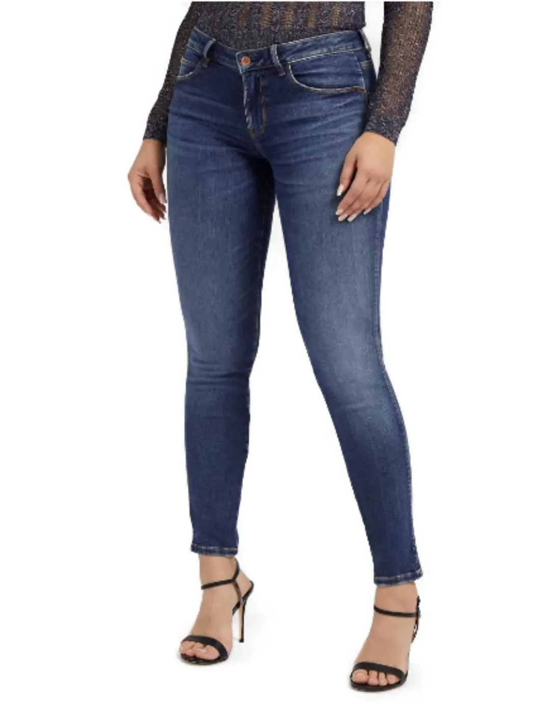 Pantalon vaquero Guess Curve X azul oscuro skinny para mujer