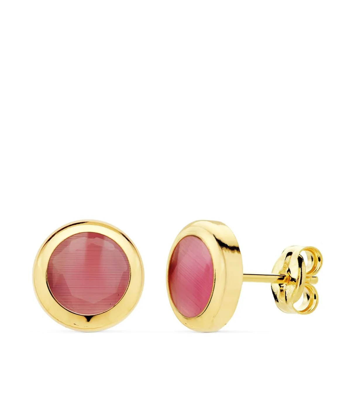 Pendientes Oro Amarillo 18K Lilo Piedra Rosa