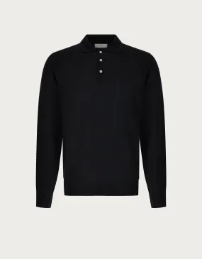 Polo de lana merino negro 