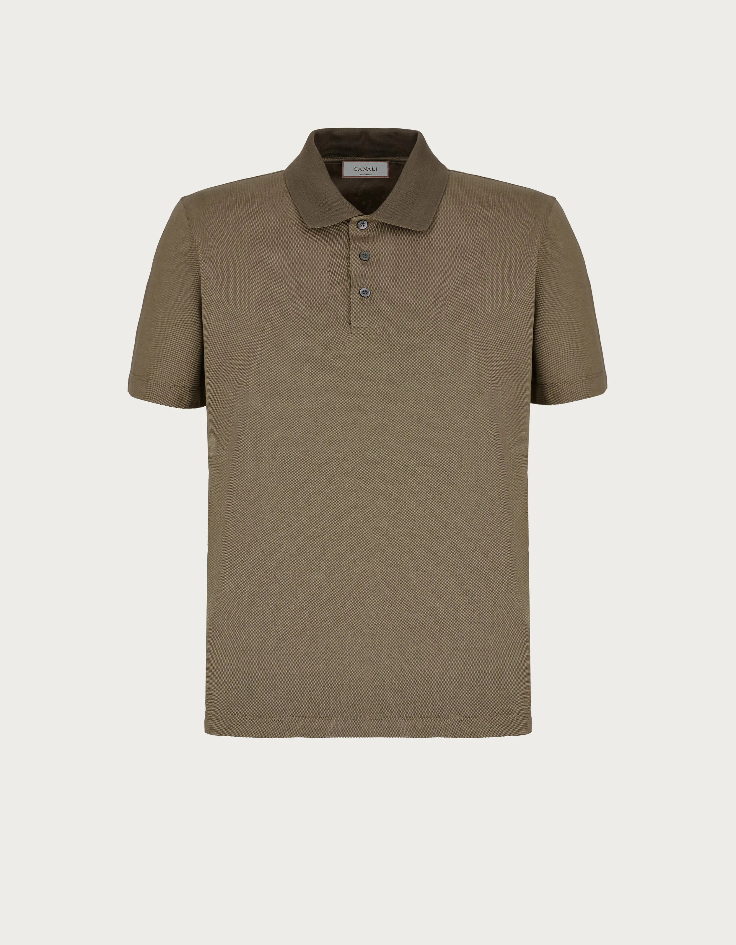 Polo de piqué de algodón oxford marrón y beige 