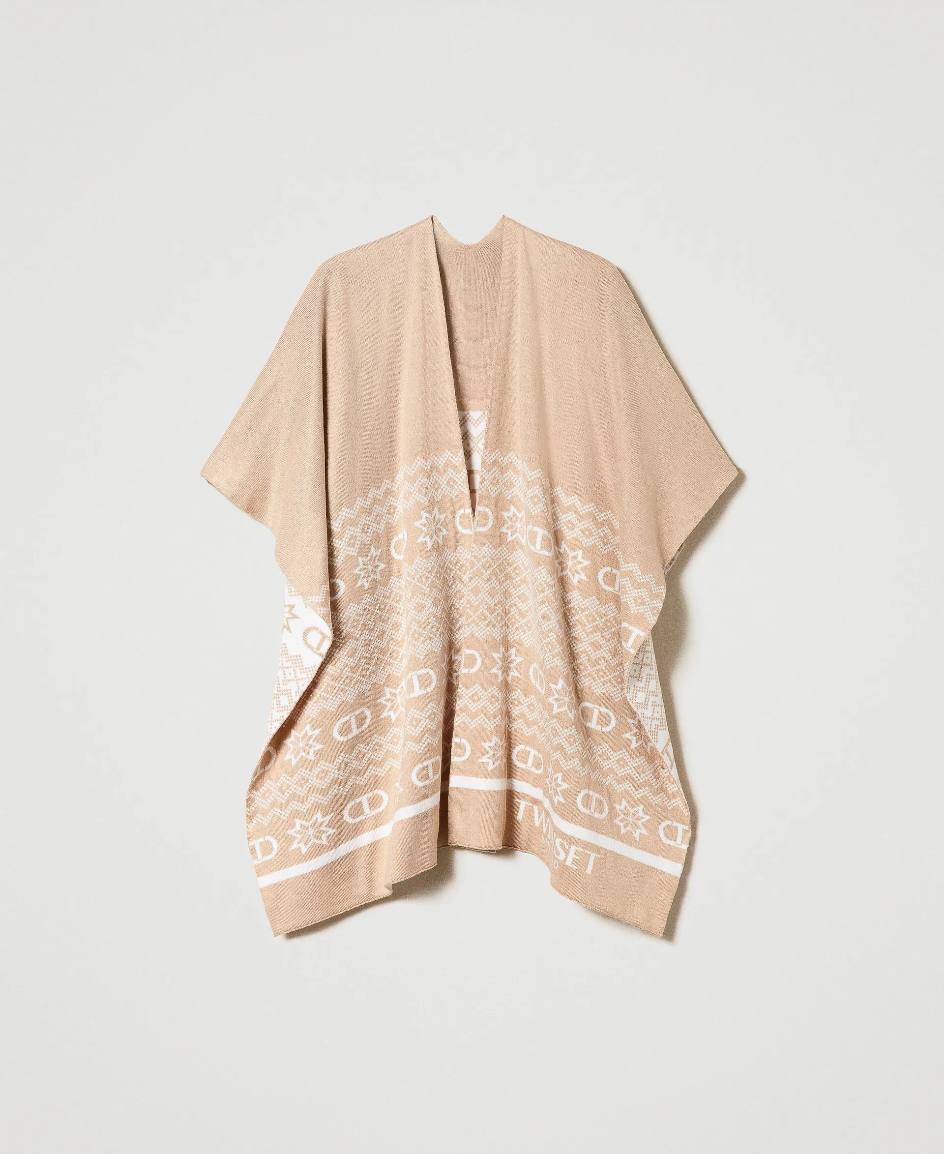 Poncho ouvert jacquard avec Oval T