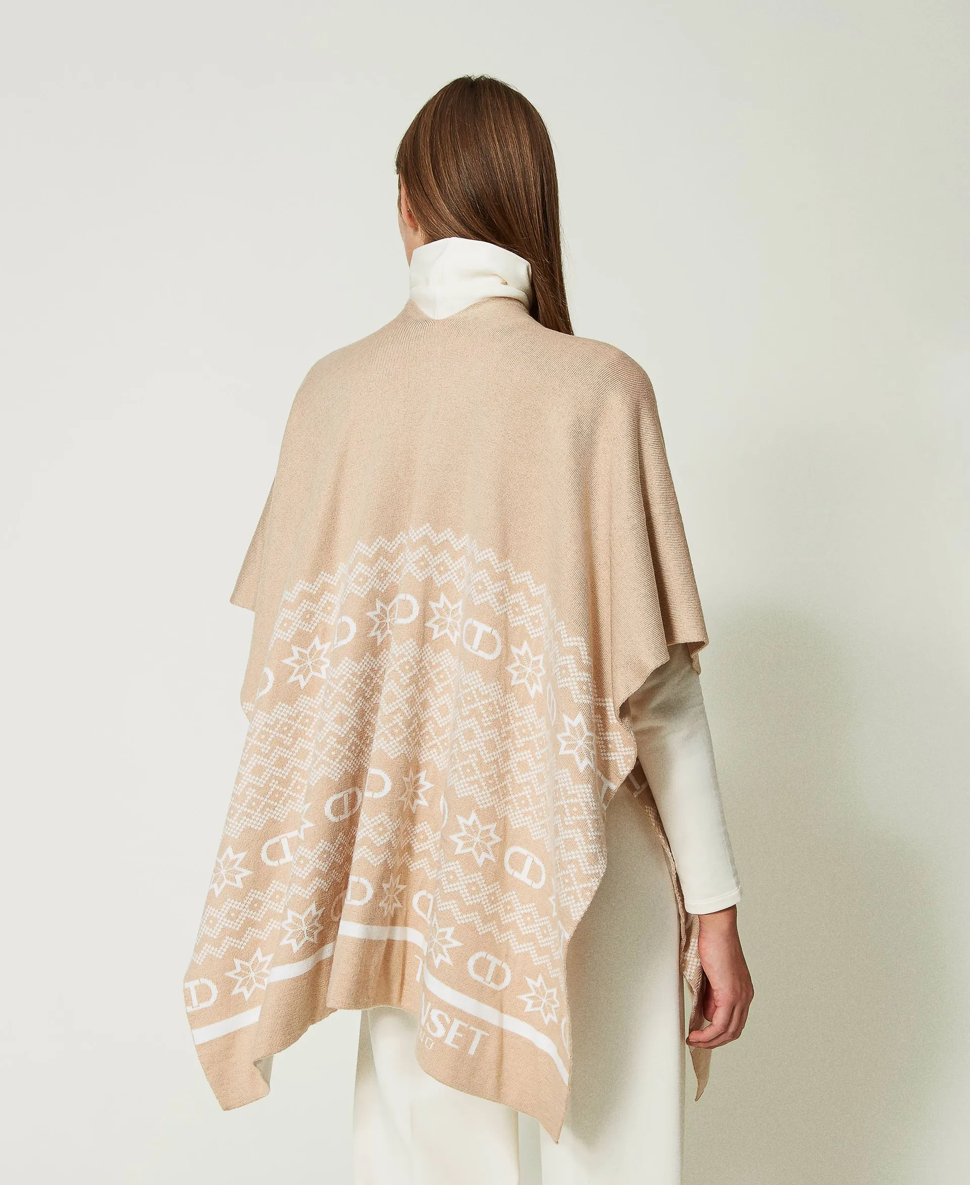 Poncho ouvert jacquard avec Oval T