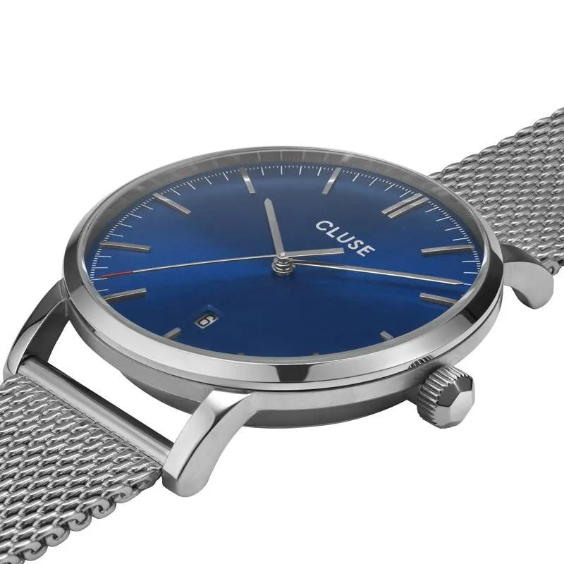 RELOJ CLUSE EN ACERO ESFERA AZUL CORREA MALLA CW0101501004