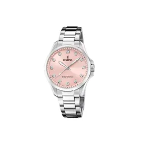 Reloj Festina mujer Solar Energy rosa y circonitas acero inoxidable 316L F20654/2