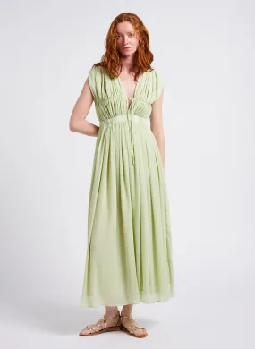 ROMANCE - Vestido smock sin espalda en verde