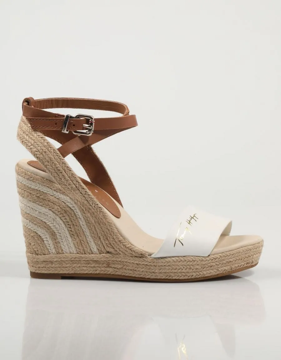  sandales TOMMY HILFIGER Elevated Th Leather Wedge Sandal en Blanc 78602