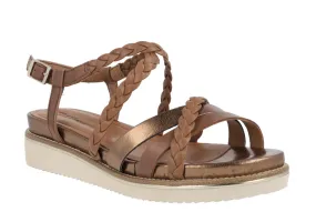 Sandalias de tiras para mujer en combinado marron