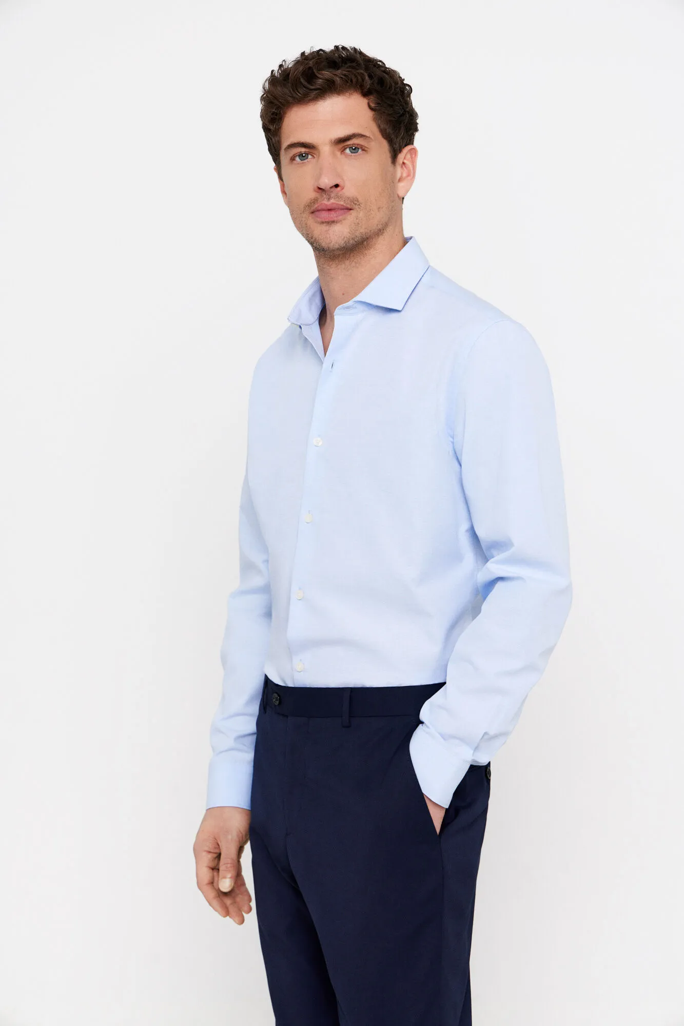 Slim fit easy-iron ottoman dress shirt