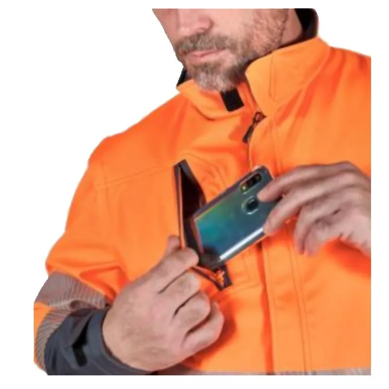 Softshell Polar Naranja Flúor KINGSMANN STARLIGHT Hombre, con mangas desmontables