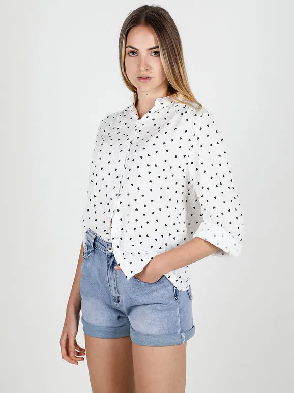 Solada Camisa mujer corazones con cuello mao