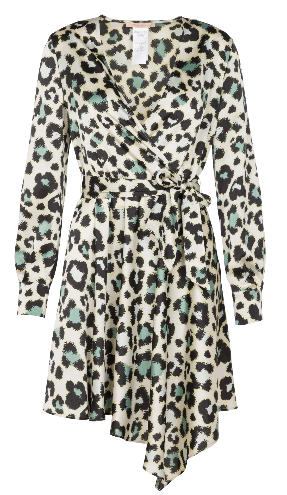 Vestido corto con estampado de leopardo en verde