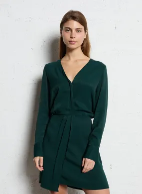 Vestido cruzado recto en verde