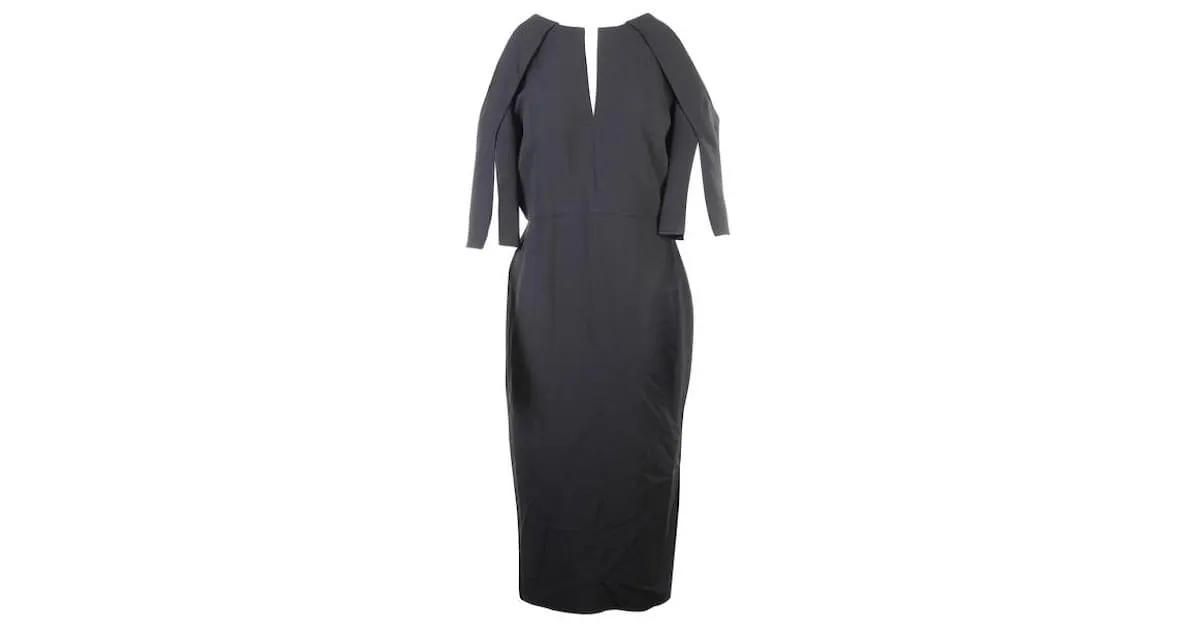 Vestido ROLAND MOURET De Crepé Negro 