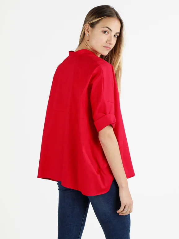 Wendy Trendy Camisa oversize de mujer con cuello mao